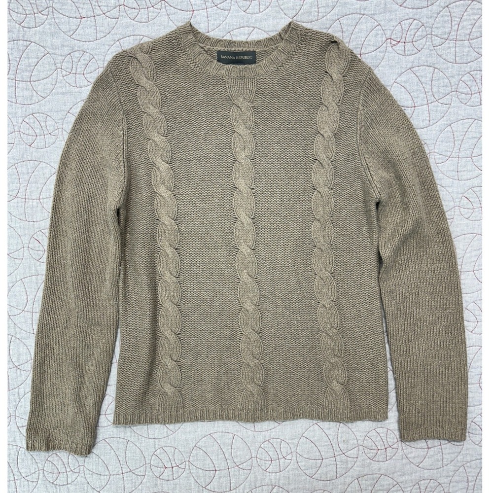 Banana Republic Sweater Brown Cable Knit Pullover Wool Cashmere / Mens Small